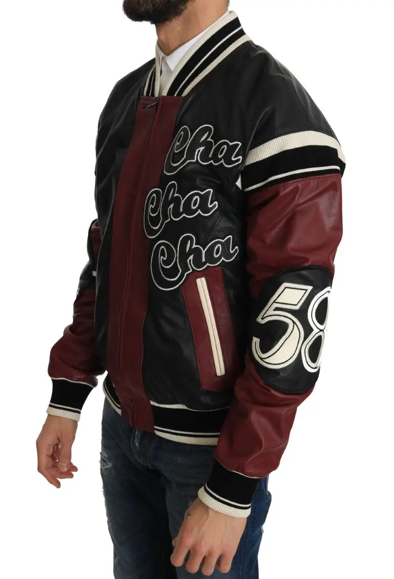 Dolce & Gabbana Leather Club Lounge Black Red Jacket - Zeiniez