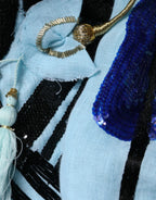 Christian Pellizzari Light Blue Floral Embellished Shirt Maxi Dress - Zeiniez