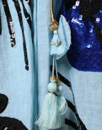 Christian Pellizzari Light Blue Floral Embellished Shirt Maxi Dress - Zeiniez