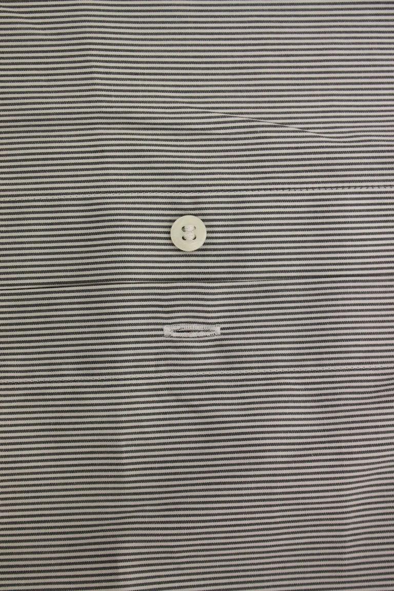 GF Ferre Gray Striped Cotton Casual Shirt - Zeiniez