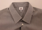 GF Ferre Gray Striped Cotton Casual Shirt - Zeiniez