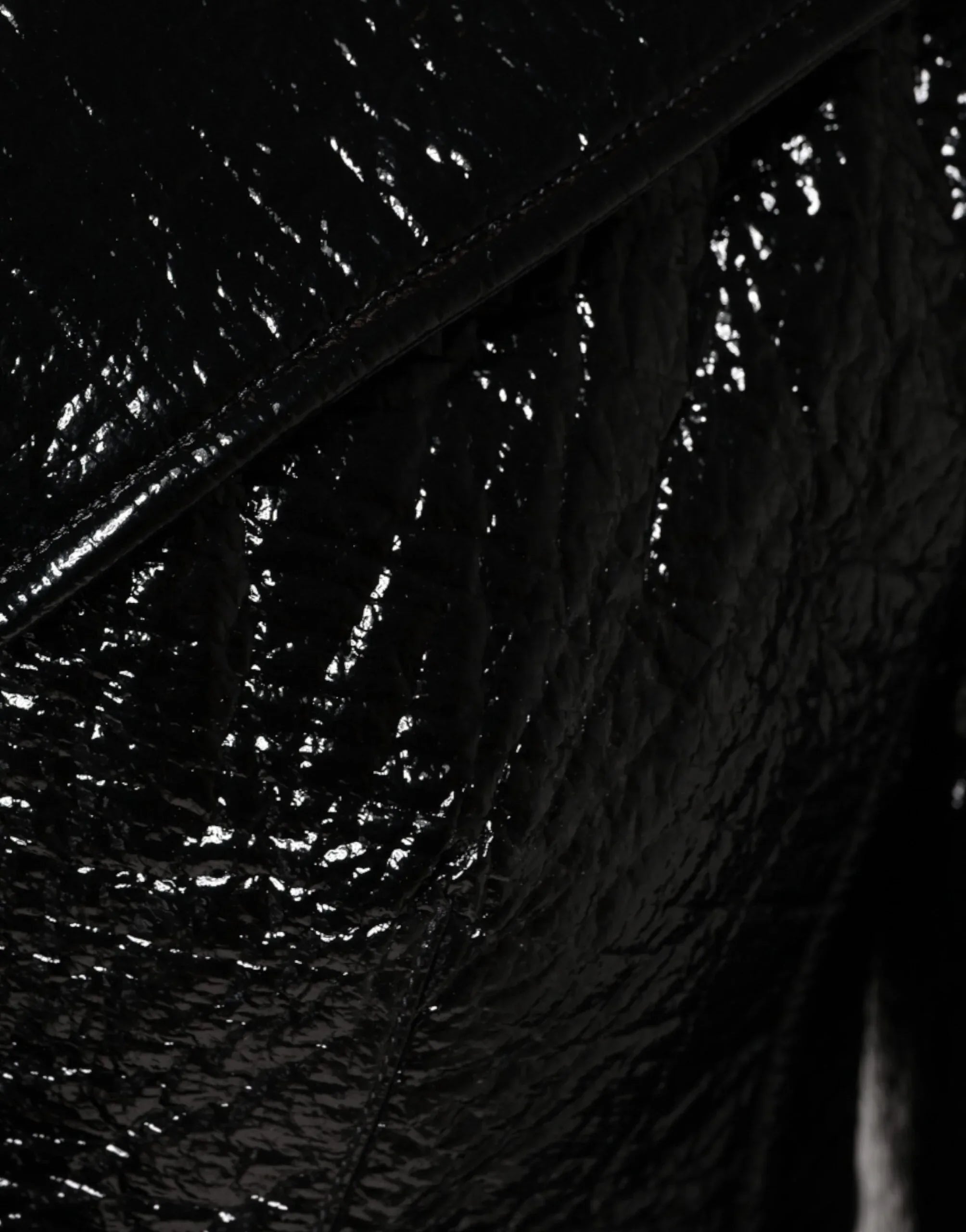 Dolce & Gabbana Black Leather Cropped Long Sleeve Coat Jacket - Zeiniez