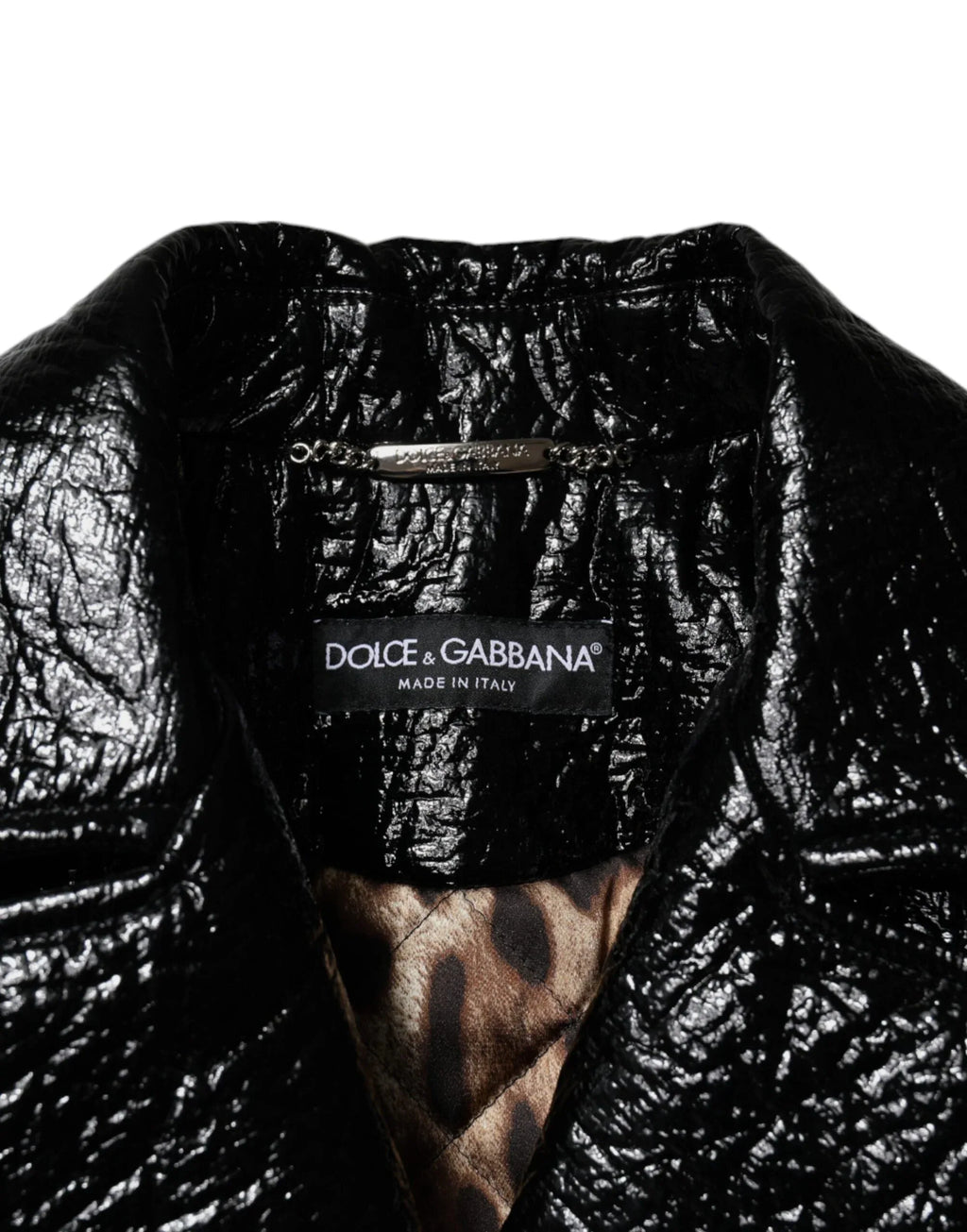 Dolce & Gabbana Black Leather Cropped Long Sleeve Coat Jacket - Zeiniez