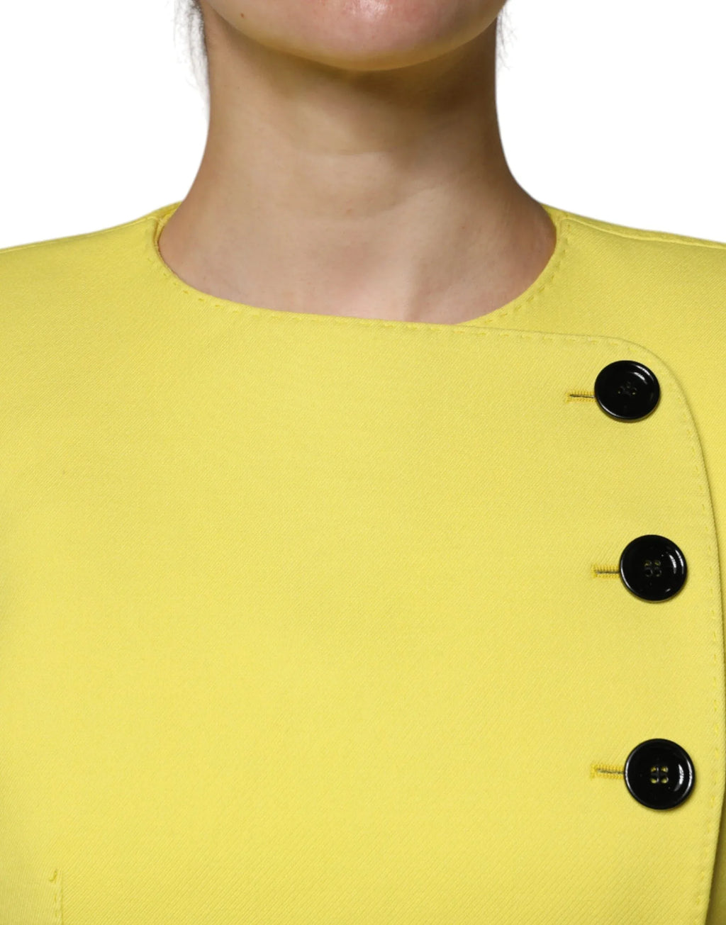 Dolce & Gabbana Lemon Yellow Wool Long Sleeves Cropped Coat Jacket - Zeiniez