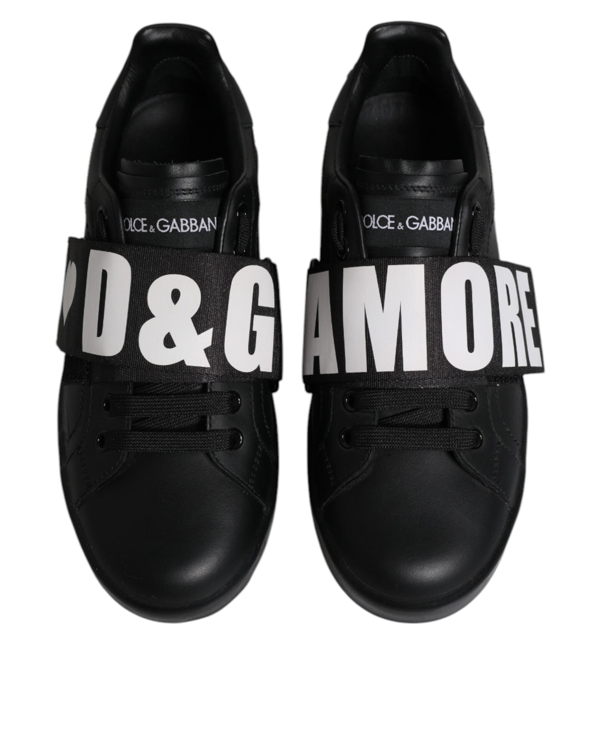 Dolce & Gabbana Black D&G AMORE Low Top Sneakers Shoes - Zeiniez