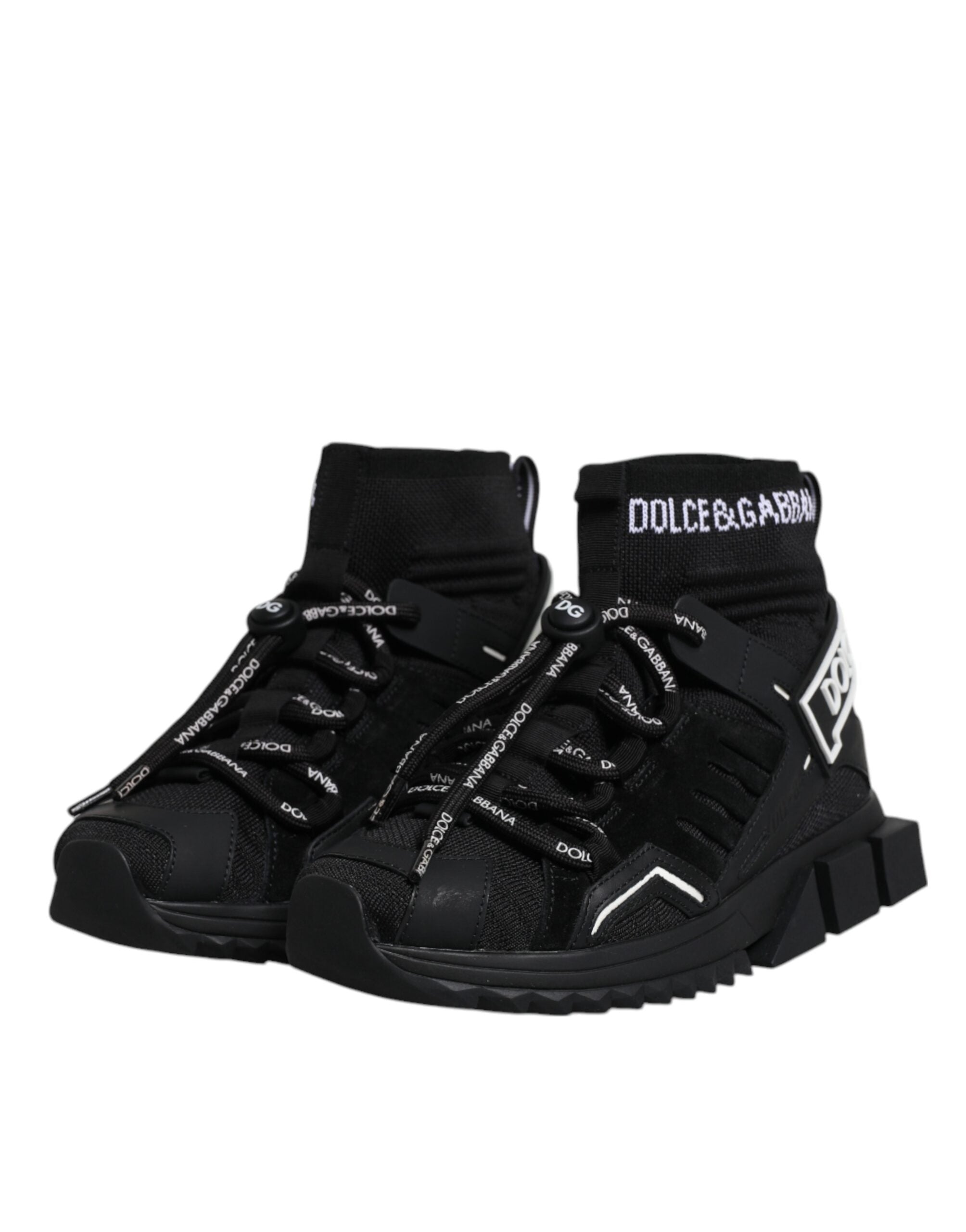 Dolce & Gabbana Black Sorrento Socks Logo Sneakers Shoes - Zeiniez