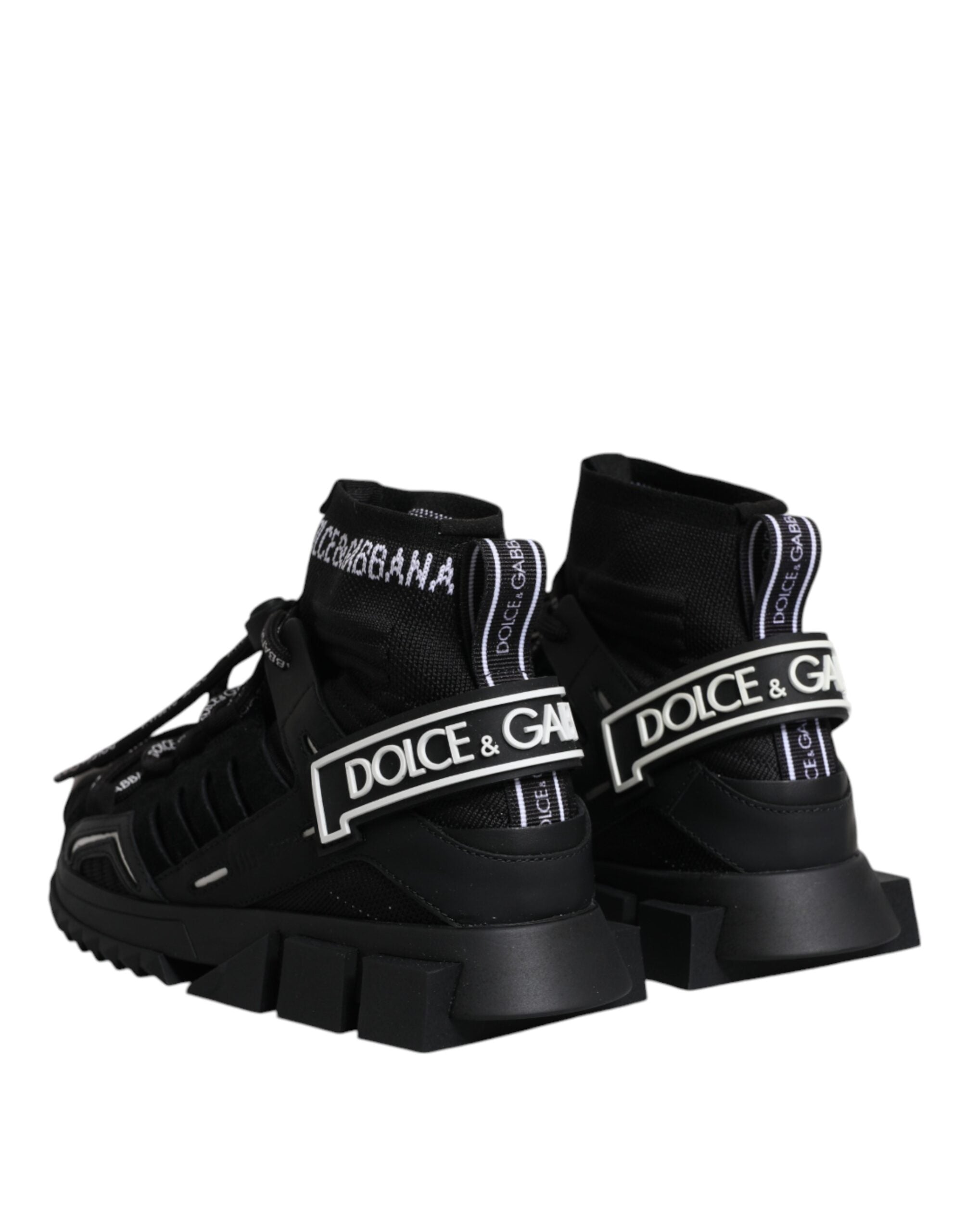 Dolce & Gabbana Black Sorrento Socks Logo Sneakers Shoes - Zeiniez