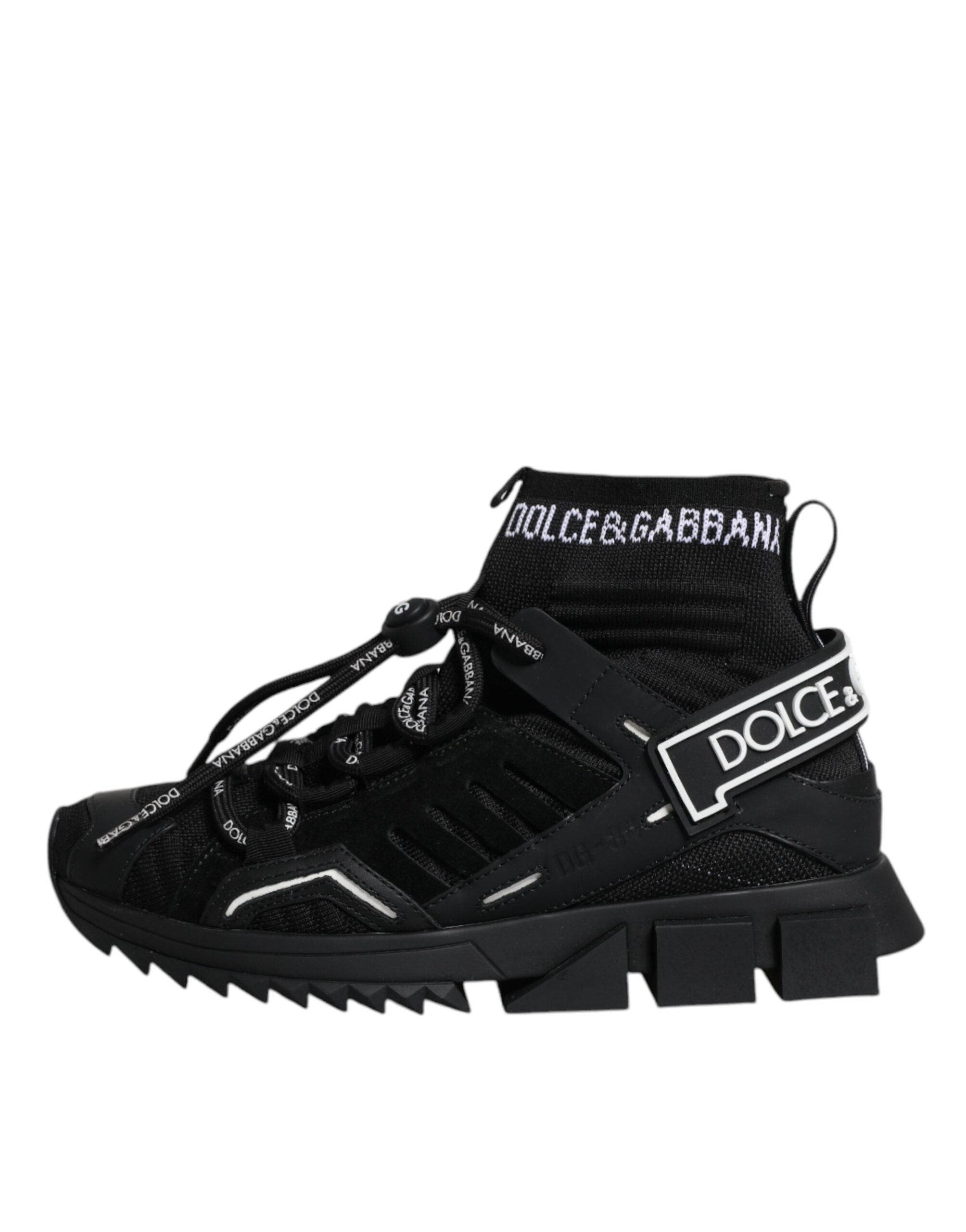 Dolce & Gabbana Black Sorrento Socks Logo Sneakers Shoes - Zeiniez