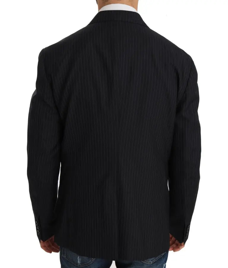 Dolce & Gabbana Gray Striped Wool Jacket Coat Slim Blazer - Zeiniez