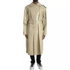 Bottega Veneta Beige Lambskin Leather Trench Coat Jacket - Zeiniez