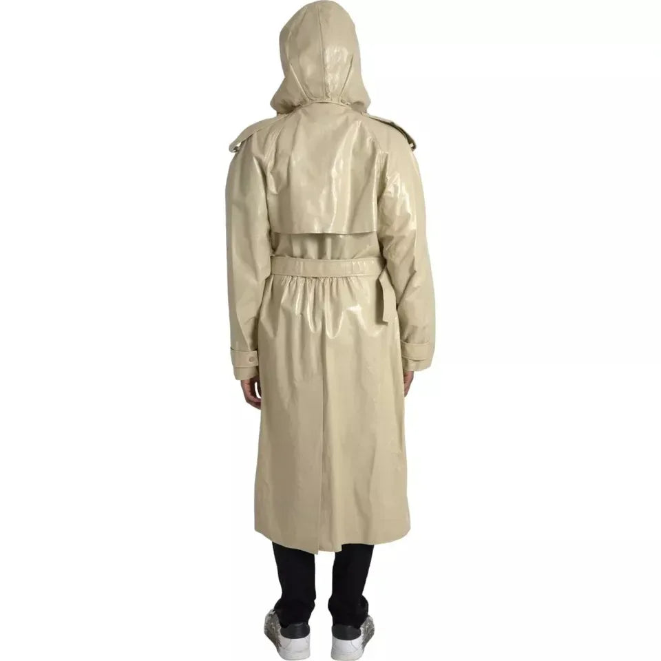 Bottega Veneta Beige Lambskin Leather Trench Coat Jacket - Zeiniez