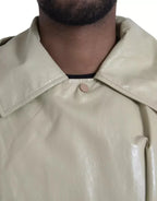 Bottega Veneta Beige Lambskin Leather Trench Coat Jacket - Zeiniez