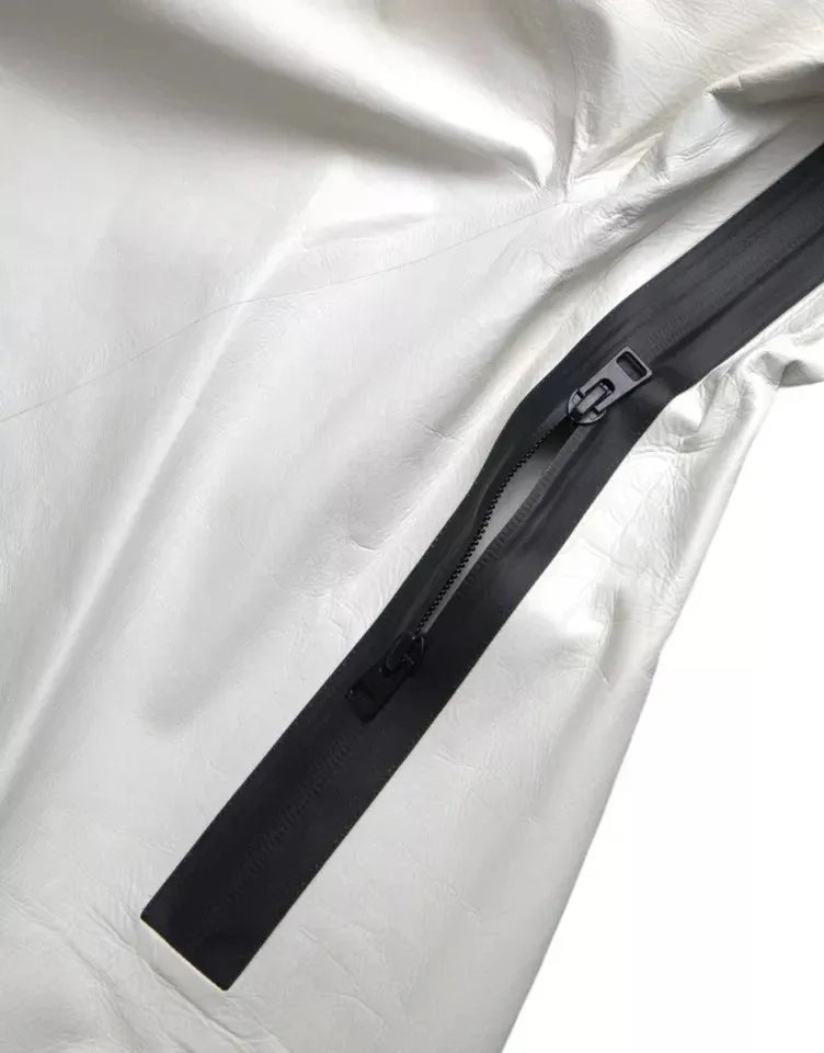 Bottega Veneta White Leather Men Waterproof Jacket Blouson - Zeiniez