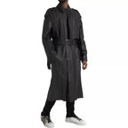 Bottega Veneta Black Leather Men Waterproof Trenchcoat Jacket - Zeiniez