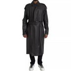 Bottega Veneta Black Leather Men Waterproof Trenchcoat Jacket - Zeiniez