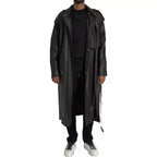 Bottega Veneta Black Leather Men Waterproof Trenchcoat Jacket - Zeiniez
