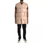 Bottega Veneta Beige Quilted Sleeveless Calf Leather Jacket - Zeiniez