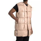 Bottega Veneta Beige Quilted Sleeveless Calf Leather Jacket - Zeiniez