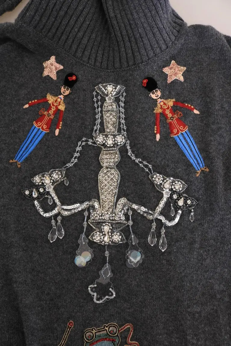 Dolce & Gabbana Fairy Tale Crystal Gray Cashmere Sweater - Zeiniez