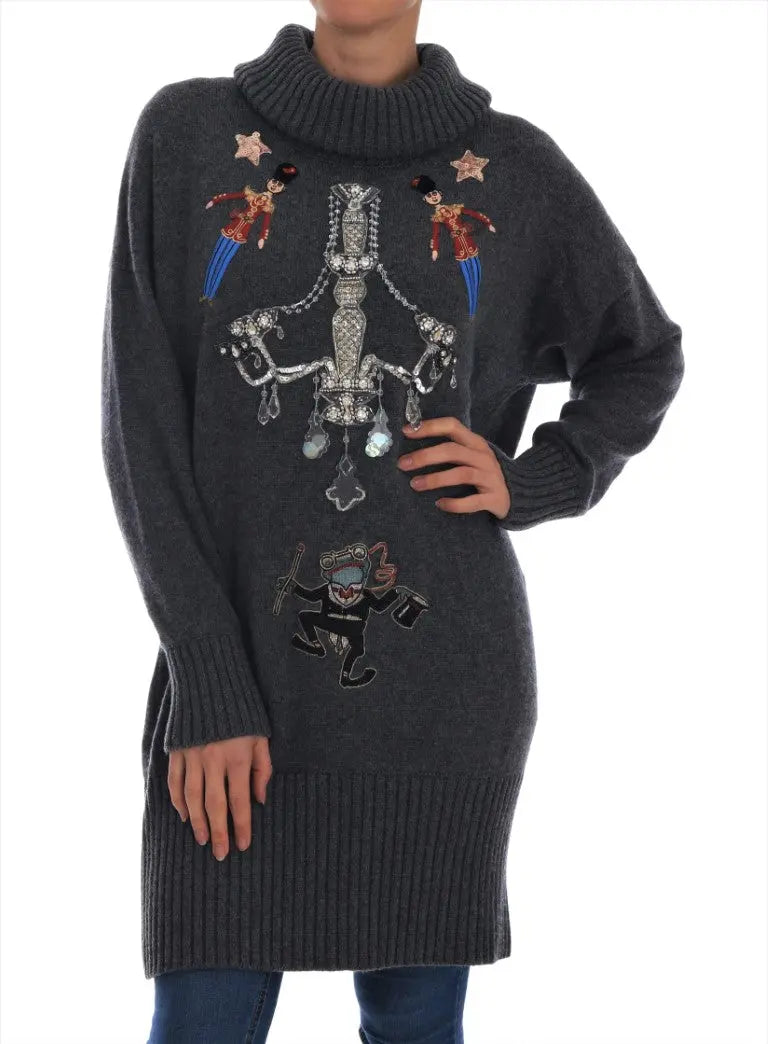 Dolce & Gabbana Fairy Tale Crystal Gray Cashmere Sweater - Zeiniez