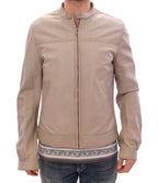 Dolce & Gabbana Beige Leather Jacket Biker Coat Dolce & Gabbana