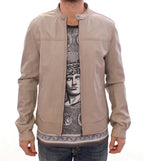 Dolce & Gabbana Beige Leather Jacket Biker Coat Dolce & Gabbana