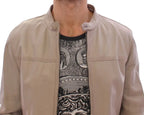 Dolce & Gabbana Beige Leather Jacket Biker Coat Dolce & Gabbana