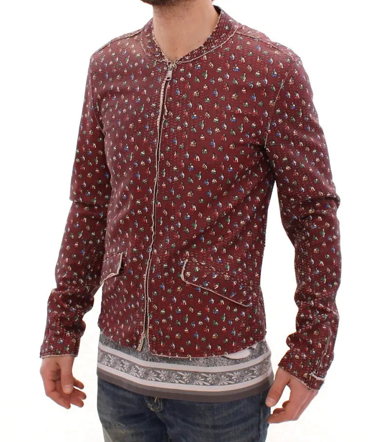 Dolce & Gabbana Bordeaux Leather Boxer Print Jacket Coat Dolce & Gabbana