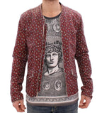 Dolce & Gabbana Bordeaux Leather Boxer Print Jacket Coat Dolce & Gabbana
