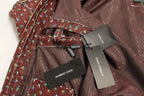Dolce & Gabbana Bordeaux Leather Boxer Print Jacket Coat Dolce & Gabbana