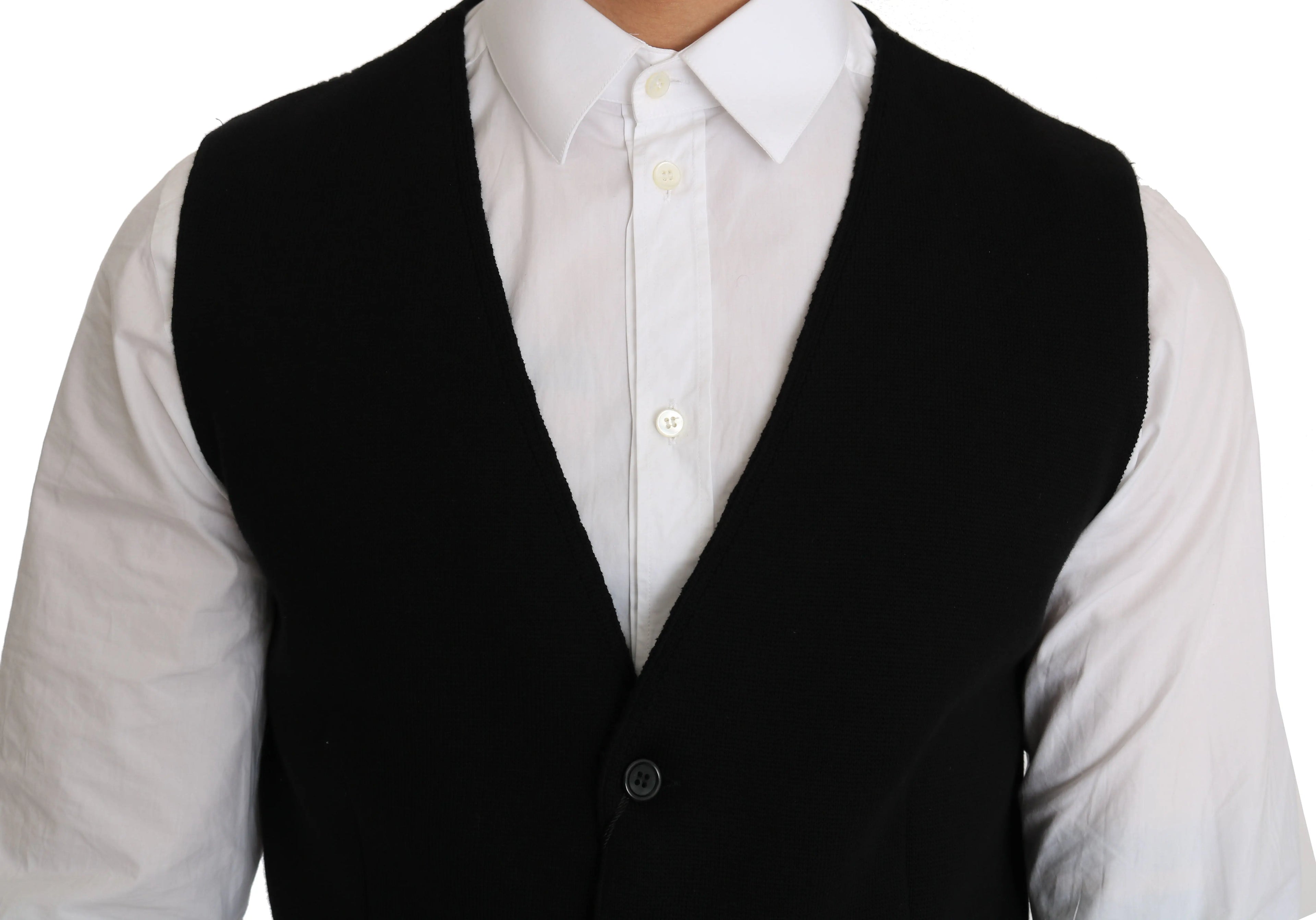 Dolce & Gabbana Black Cotton Dress Woven Waistcoat - Zeiniez