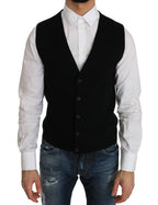 Dolce & Gabbana Black Cotton Dress Woven Waistcoat - Zeiniez