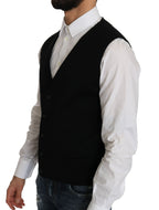 Dolce & Gabbana Black Cotton Dress Woven Waistcoat - Zeiniez
