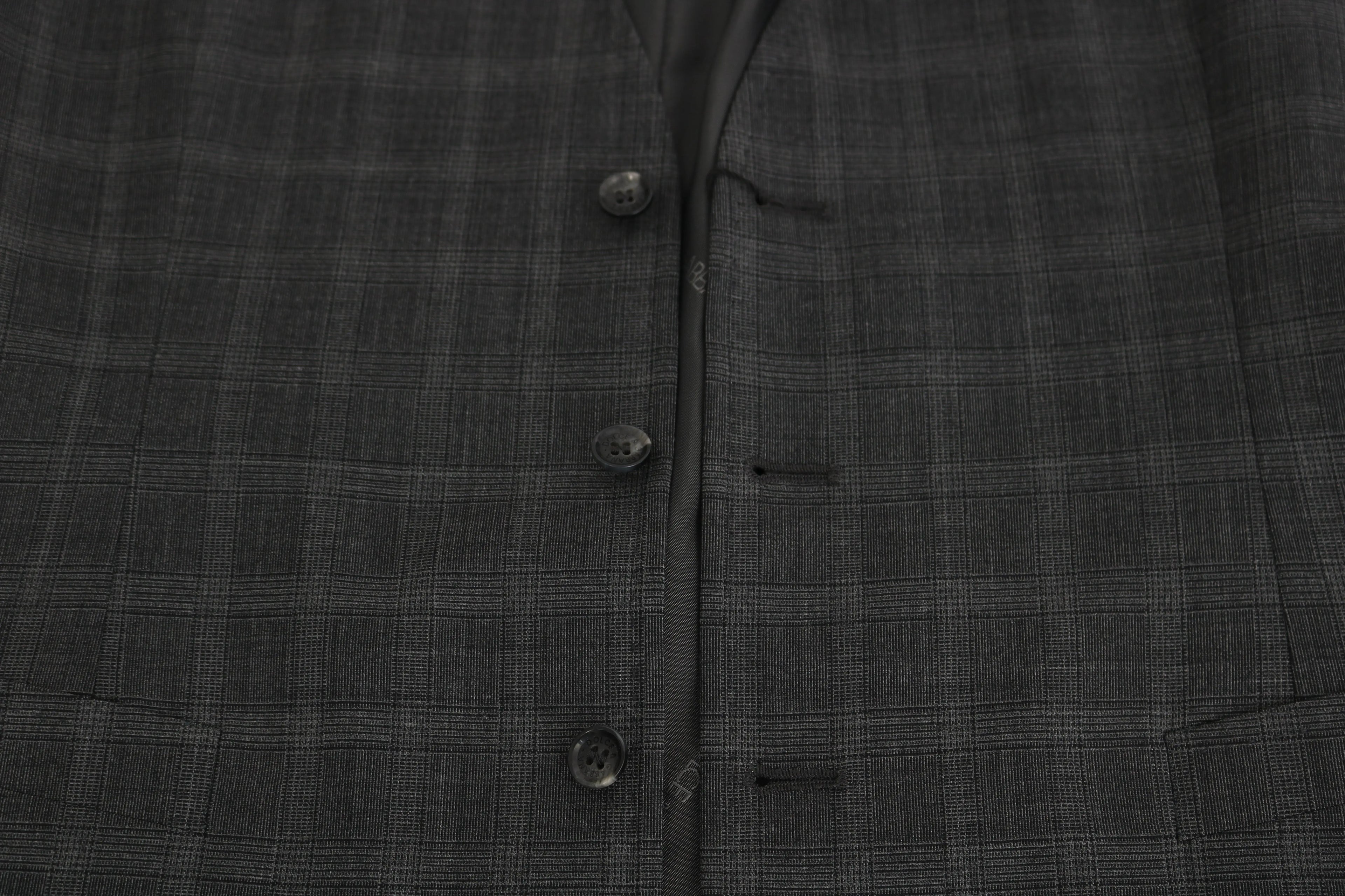 Dolce & Gabbana Gray Wool STAFF Checkered Stretch Vest - Zeiniez