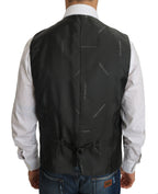 Dolce & Gabbana Gray Wool STAFF Checkered Stretch Vest - Zeiniez