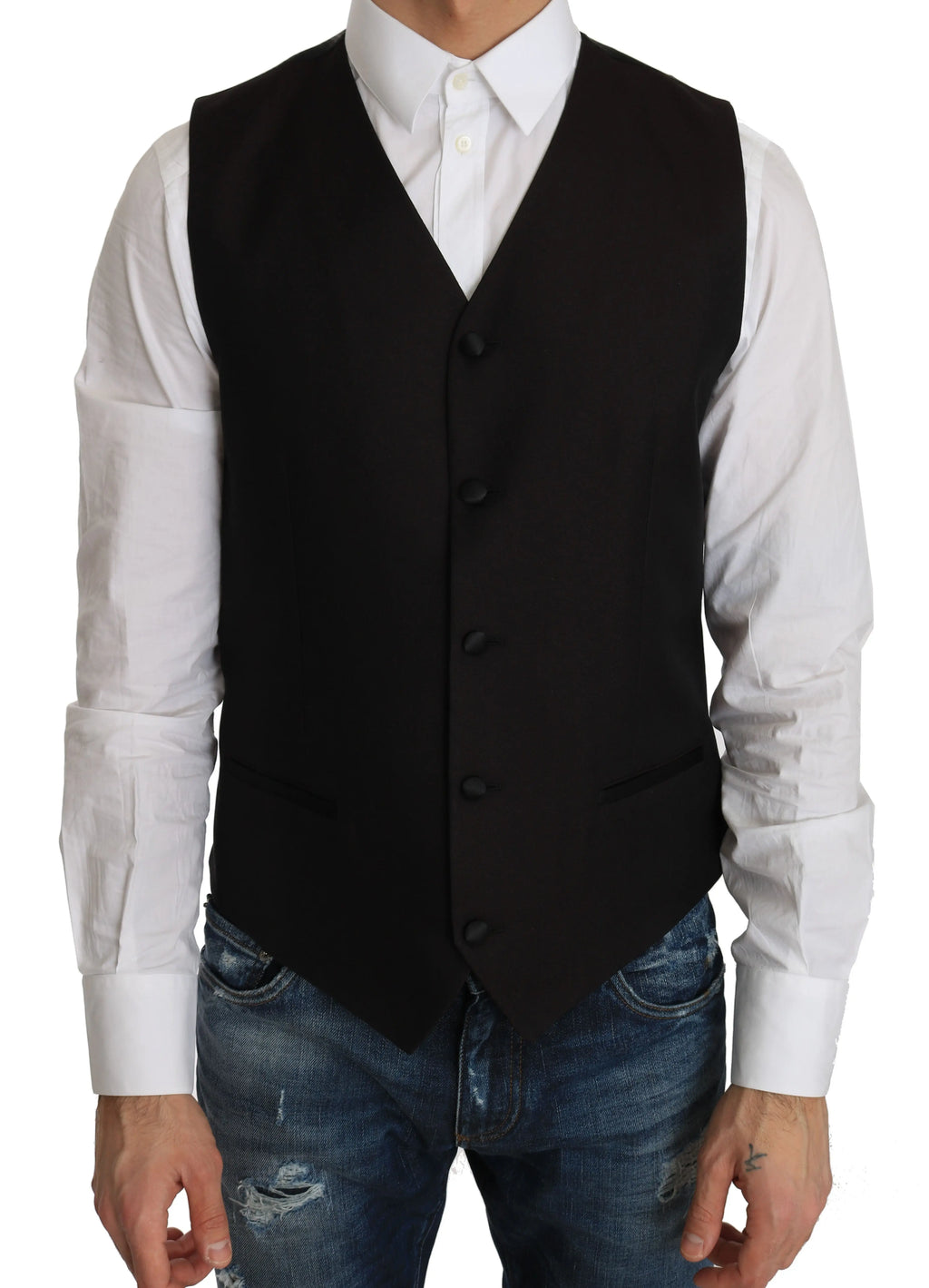 Dolce & Gabbana Black Silk Dress Waistcoat - Zeiniez