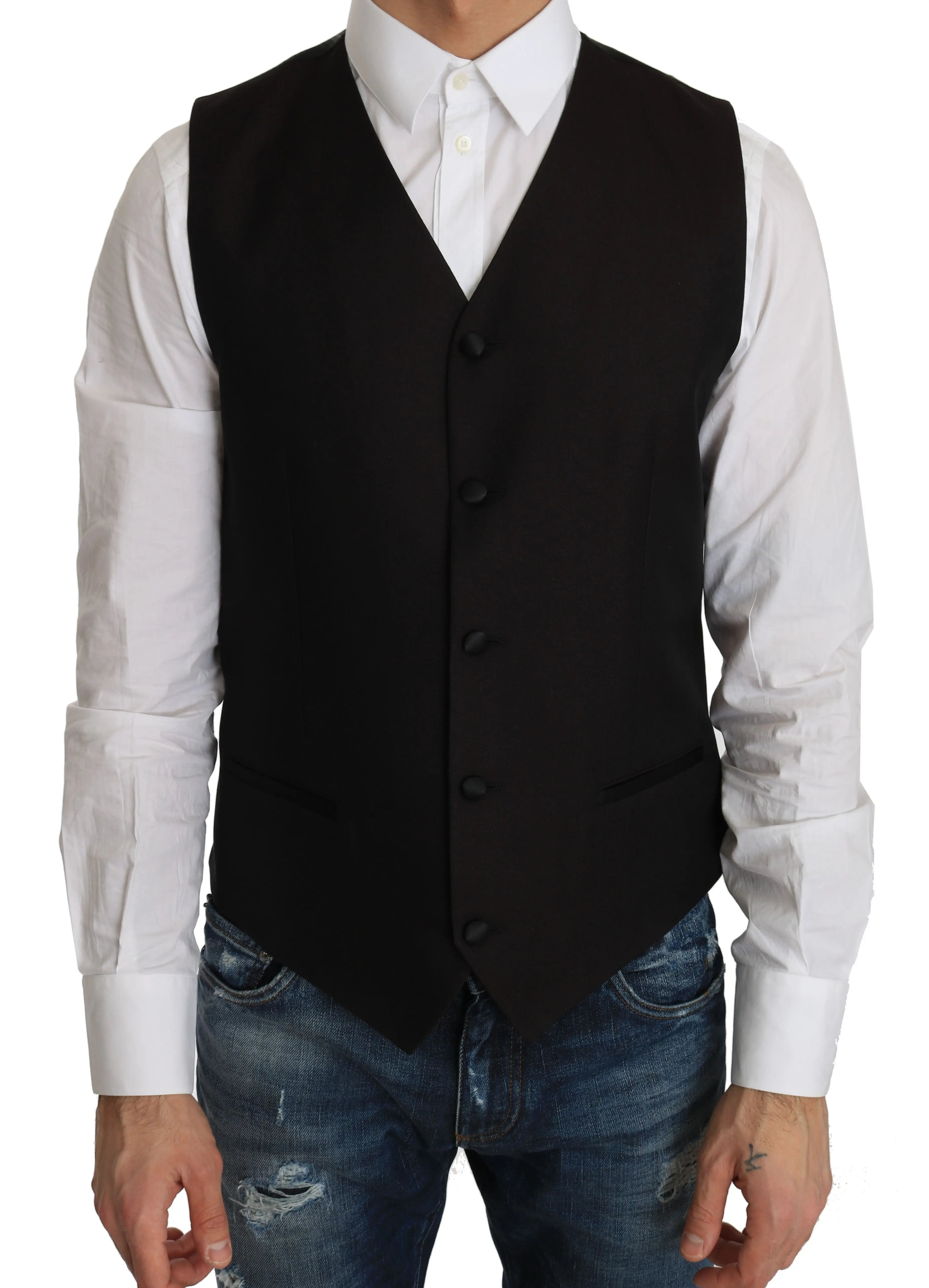 Dolce & Gabbana Black Silk Dress Waistcoat - Zeiniez
