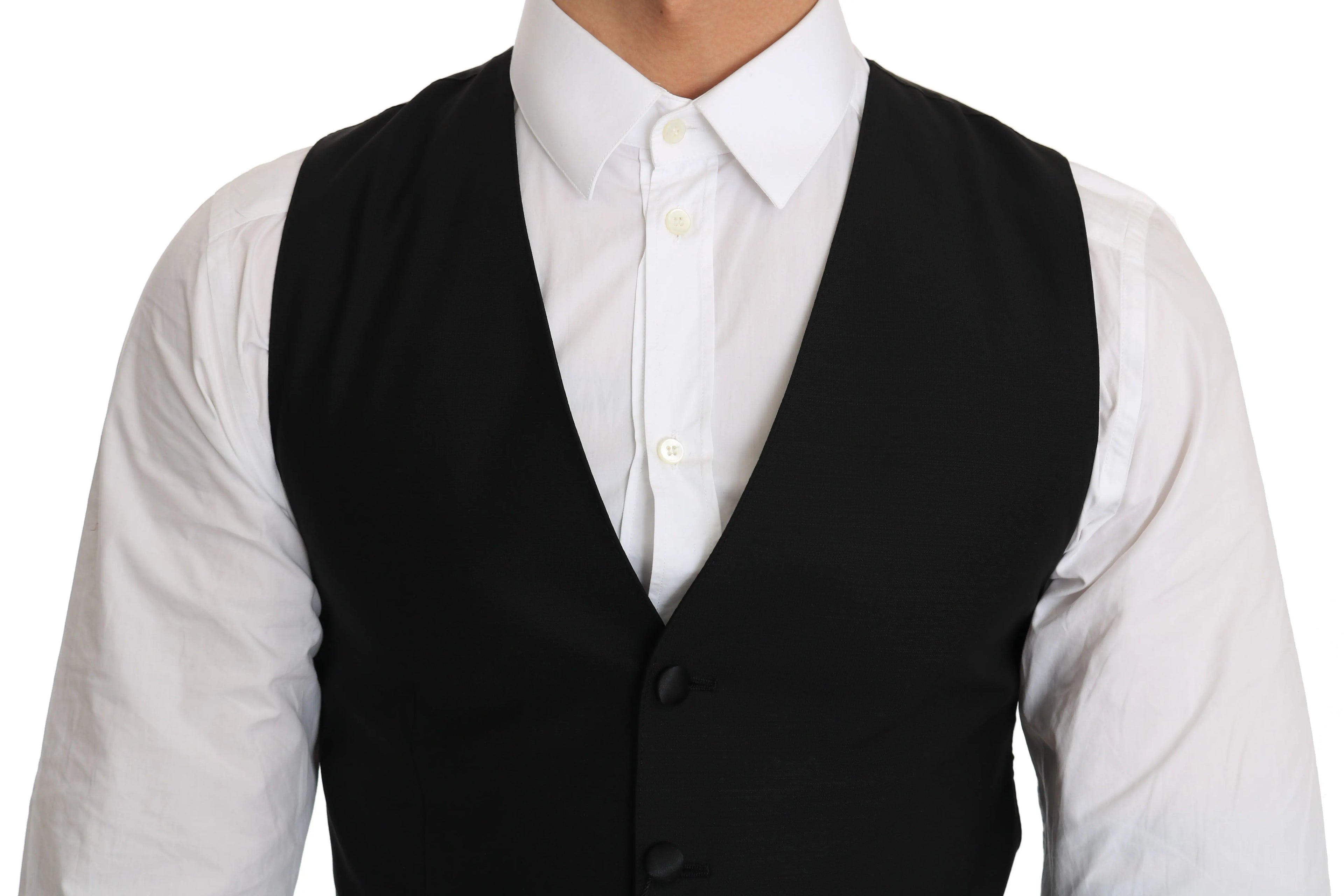 Dolce & Gabbana Black Wool Dress Waistcoat - Zeiniez