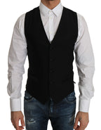 Dolce & Gabbana Black Wool Dress Waistcoat - Zeiniez