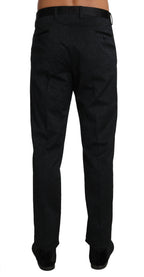 Dolce & Gabbana Black Cotton Brocade Formal Trousers Pants - Zeiniez