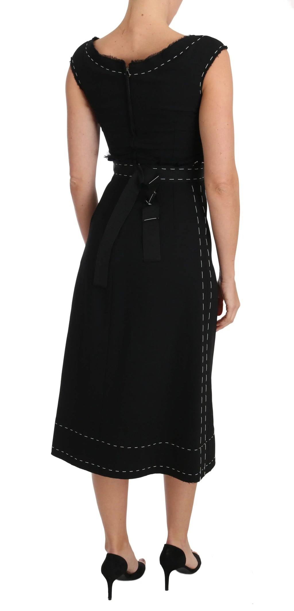 Dolce & Gabbana Black Wool Stretch A-line Sheath Dress - Zeiniez
