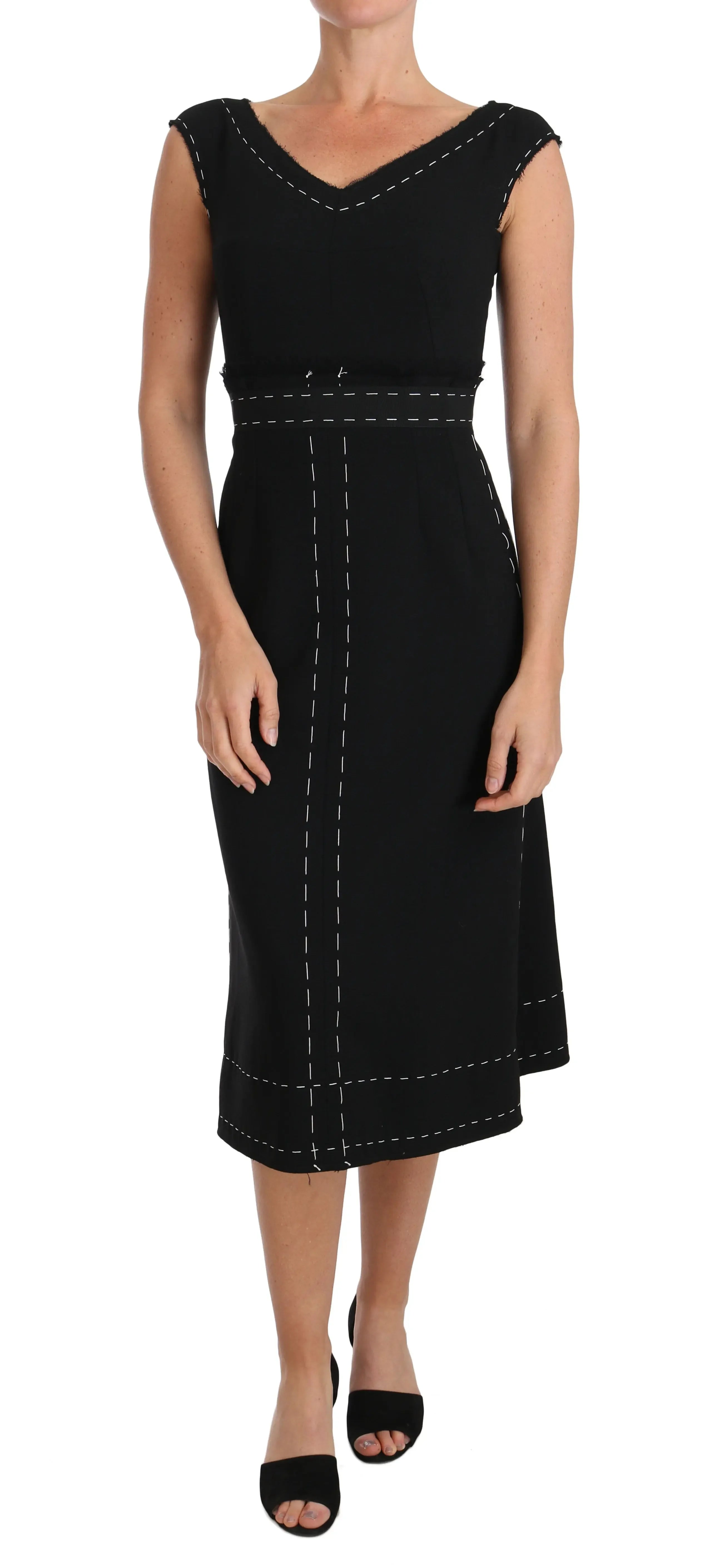 Dolce & Gabbana Black Wool Stretch A-line Sheath Dress - Zeiniez