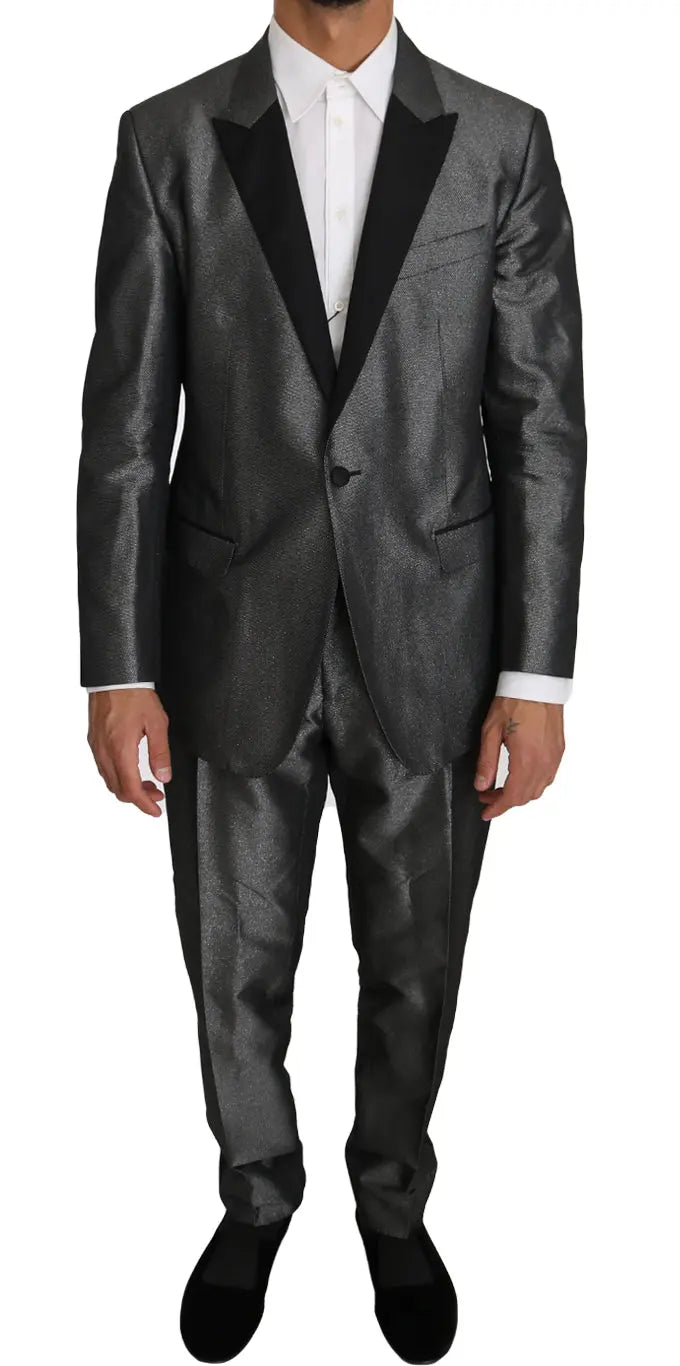 Dolce & Gabbana Gray Patterned MARTINI 2 Piece Suit - Zeiniez