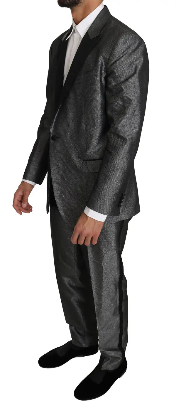 Dolce & Gabbana Gray Patterned MARTINI 2 Piece Suit - Zeiniez