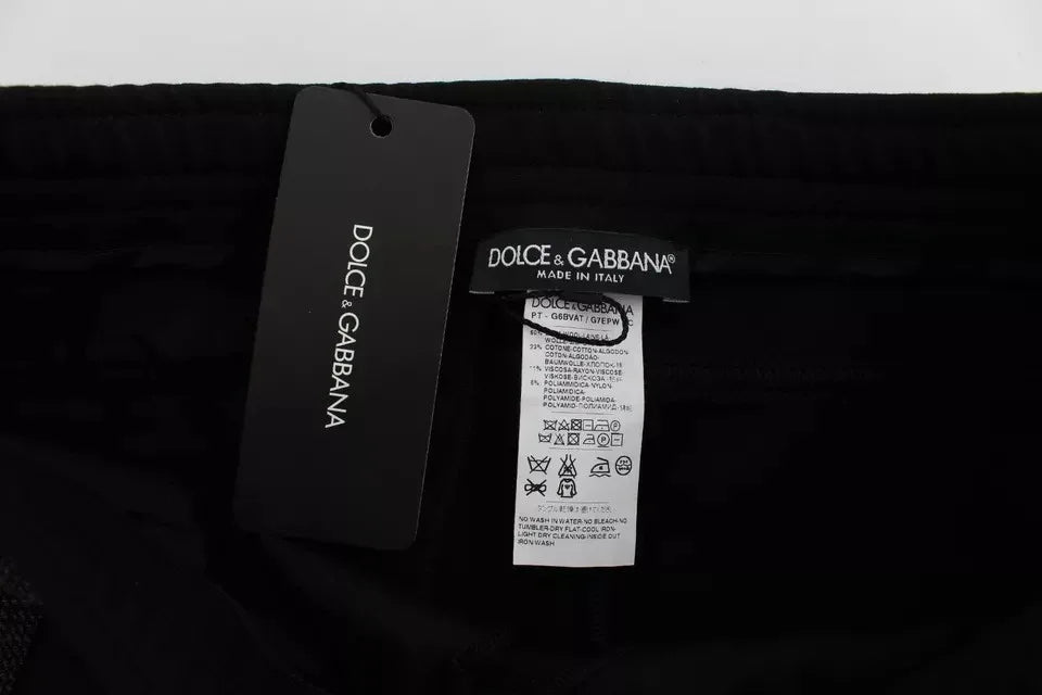 Dolce & Gabbana Black Gray Wool Casual Trousers Stripe Pants - Zeiniez