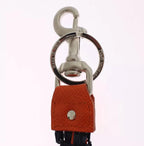 Dolce & Gabbana Red Yellow Raffia Leather Clasp Finder Keyring Keychain - Zeiniez