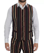 Dolce & Gabbana Multicolor Striped Runway 3 Piece Slim Fit Vest Suit - Zeiniez