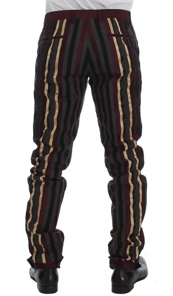 Dolce & Gabbana Multicolor Striped Runway 3 Piece Slim Fit Vest Suit - Zeiniez