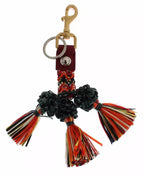 Dolce & Gabbana Multicolor Raffia Leather Clasp Finder Chain Keyring - Zeiniez