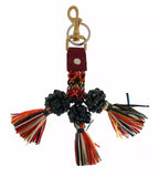 Dolce & Gabbana Multicolor Raffia Leather Clasp Finder Chain Keyring - Zeiniez